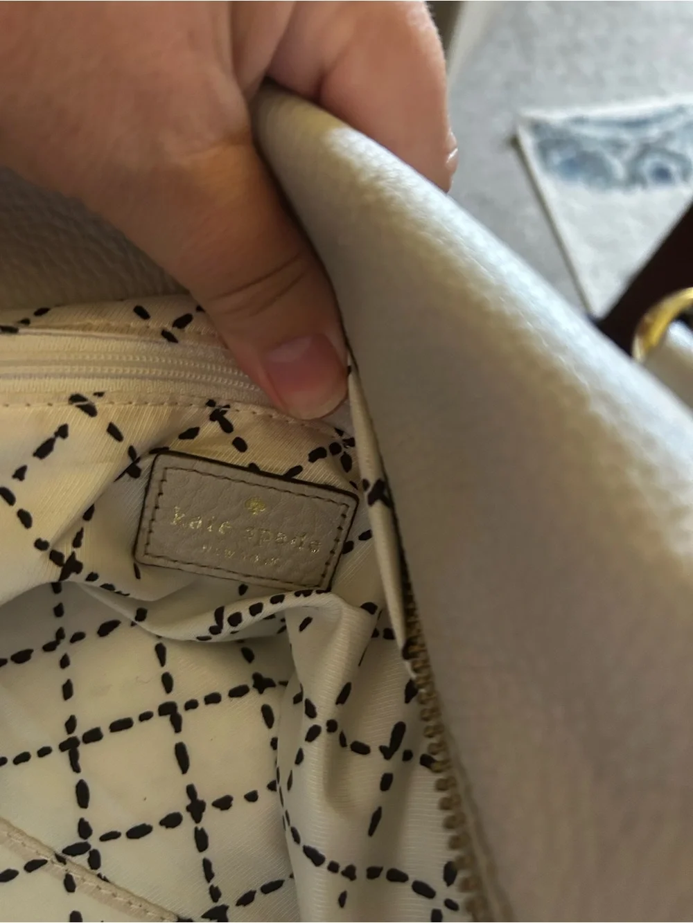 kate spade New York Taupe Leather Satchel with Detachable Strap